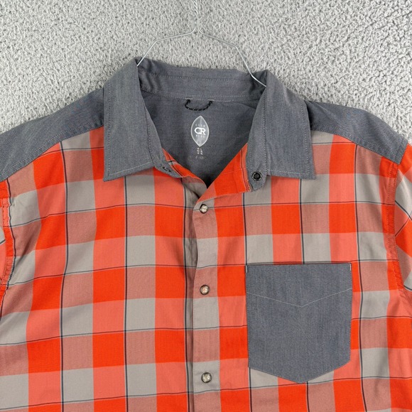 Club Ride Shirt Men's Large Orange Short Sleeve Cycling Casual Pearl Snap - Picture 7 of 9